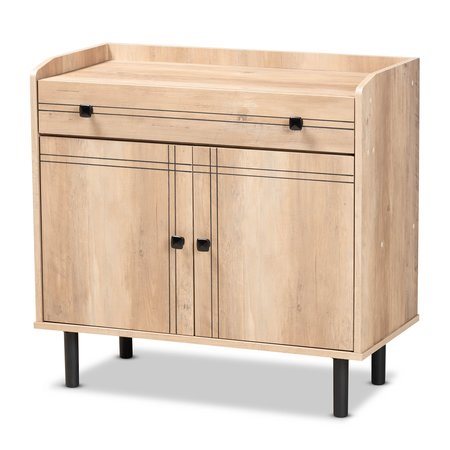 BAXTON STUDIO Patterson Modern and Contemporary Oak Brown Finished Wood 2-Door Kitchen Storage Cabinet 182-11288-Zoro